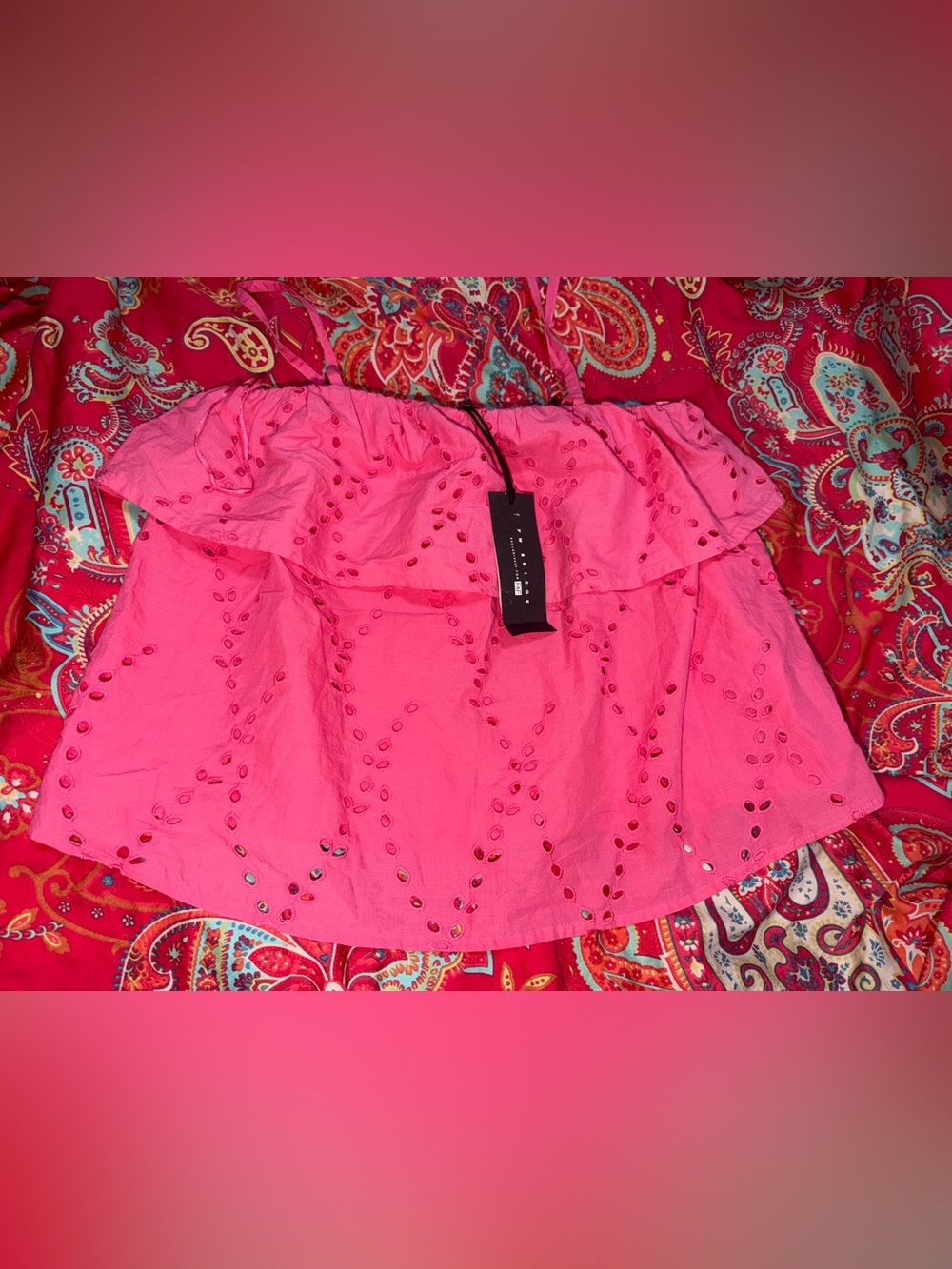 NWT F&F pink Broderie eyelet cami top